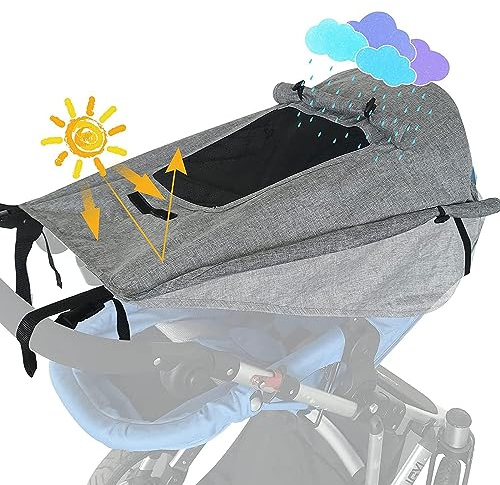 Baby Stroller Universal UPF 50+ Sun Protector Shade Blackout Cover Pushchair Shield Canopy Pram Rain Sunshade With See Through Extender Accessory Easy Installation