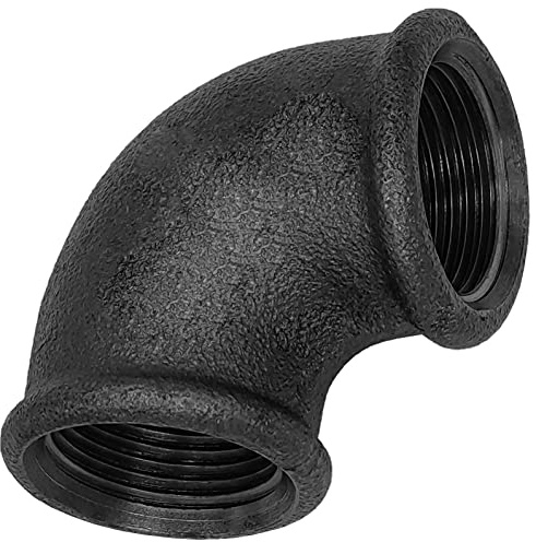 MegaHaustechnik Winkel 90 Grad 1 Zoll IG x IG Gewindefitting aus Temperguß schwarz Nr.90 mit Innengewinde-Innendurchmesser 30mm DN25 Rohr