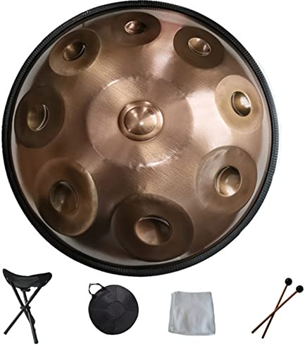 Handpan-Drum-Instrument, Handpan in d-Moll 9 10 12 14 Noten 22 In Stahl-Handtrommel mit weicher Handpan-Tasche, 2 Handpan-Schlägeln, Ständer, harmonischer Percussion für Klangheilung