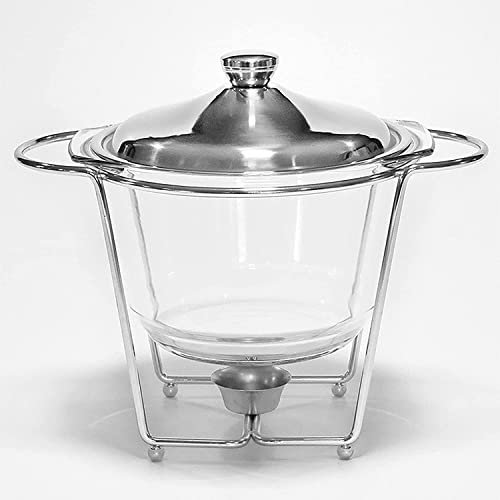 Chafing Dish, padella da 4 litri, set di chaf dish in acciaio inossidabile con vaschetta per alimenti in vetro, portacarburante, per buffet, matrimoni, eventi di catering (Color : Gold) (Argento)