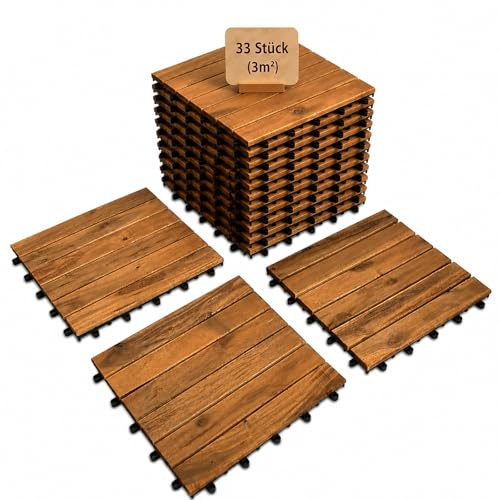 Holzfliesen 3m² Balkonfliesen 30x30cm Akazie Klicksystem | Hossi's Wholesale, Klickfliesen, Balkonboden, Terrassenbelag, wetterfest und rutschhemmend