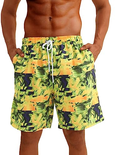 riemot Maillot de Bain Homme – Piscine Surf Séchage Rapide Short de Plage, Boardshort à Taille Élastique avec Cordon, Hawaïen Shorts Imprimé Parfait pour Vacances & Sports Nautiques, XL