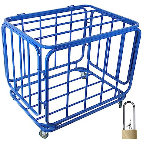 Ballregal Ballkorb Ballwagen Rollender Ballwagen Mit Rädern, Metall-Basketball-Lagerung Bin Rack for Die Organisation Von Fußbällen, Volleyball, Tennisbällen, Heavy Duty Folding Käfig for Schule Kinde