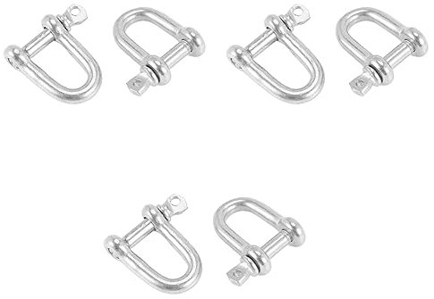 Booso Edelstahl 304 Schrauben mit Sicherheitsnadel, D-Stil, Kette, Schäkel, 4 mm, für Rigging, 6 Stück