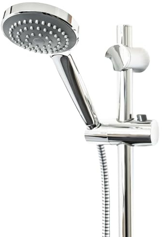 tecuro Brauseset Komfort-100 - mit Handbrause 1-strahlig, Brauseschlauch 150 cm, Wandstange 100 cm