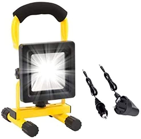 Générique Projecteur étanche 10 W Lampe de Camping extérieure, projecteur à Batterie Rechargeable, Lampe de Travail LED, lumière de sécurité d'urgence pour Voiture, Garage, Atelier, Maison,