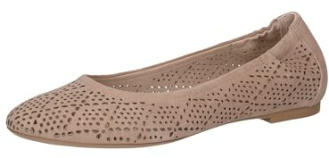 CAPRICE Women Ballet Flats Leather with Perforated Pattern