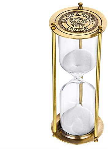 SuLiao Hourglass 60 Minute Timer, Vintage Brass Sand Clock, Unique Metal Watch, Antique Glass with White Sand for Home, Desk, Office, Gifts, Decor