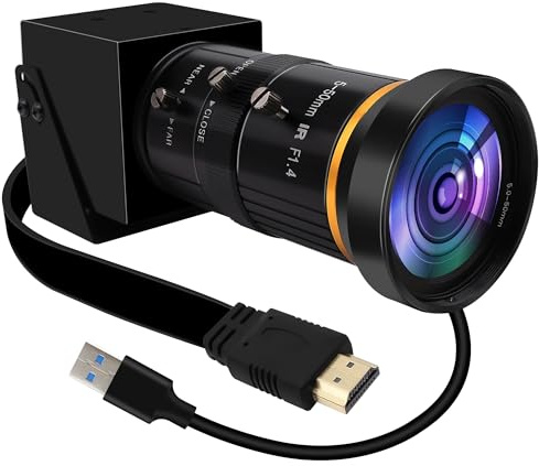 ALPCAM Webcam HDMI USB 4K 30fps avec zoom manuel 10x avec objectif CS 5-50 mm H.264 pour ordinateur portable Raspberry Pi Jetson Nano