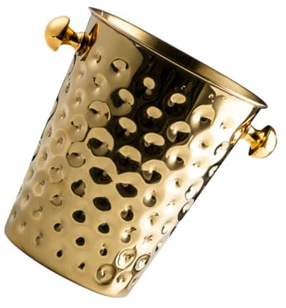 BRIGHTFUFU 1pieza Cubitera De Hielo De Acero Inoxidable Diseño De Puntos De Martillo para Vino y Champán para Fiestas Casa Bares y Restaurantes Dorado
