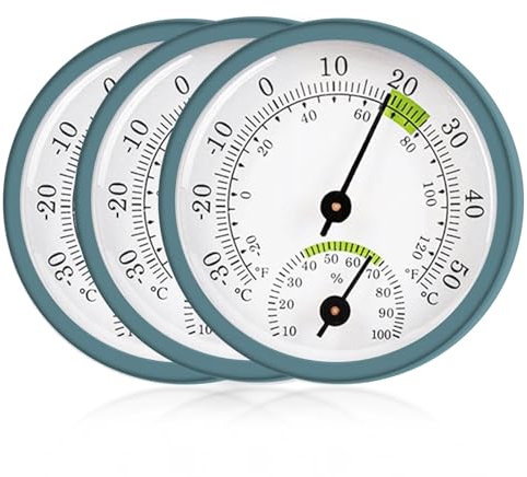 3 termometri igrometro: 2 in 1 di precisione termoigrometro per interni con zone di comfort e igrometro analogico per interni ed esterni (B)