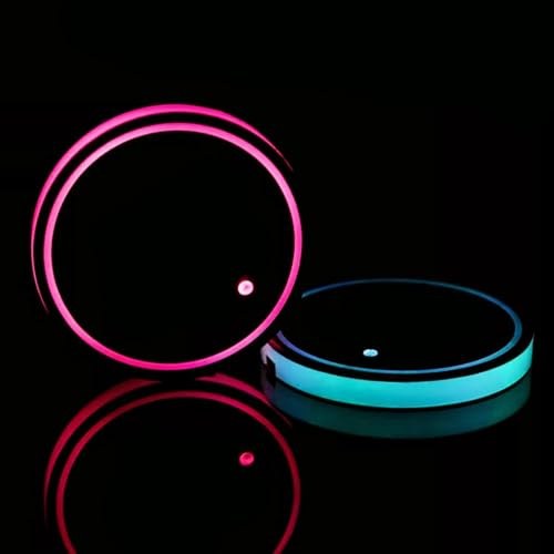 2pcs LED Car Coasters Luminescent Cup Holders with 7 Colors USB Charging Car Cup Holder Insert Coaster LED Cup Coasters Car Accessories Interior Decoration Lights for All Car Models Men Women | Car Cup Holder Insert Coaster LED Cup Coasters Car Accessories Interior Decoration Lights for All Car Models Men Women