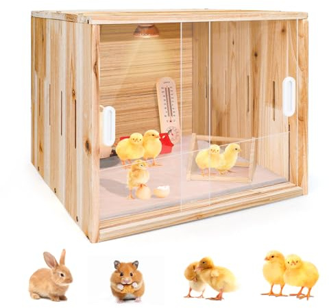 Hühnerbrutkasten aus Holz, Nistplätzen Kleintierstall aus Holz, Push-Pull Hühnerbrüter für Küken, Hamster, Schildkröten, Reptilien