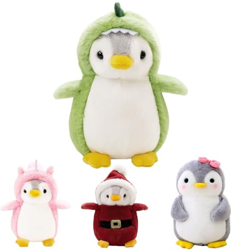 MeYuxg Pinguin Stofftier,20CM Pinguin Kuscheltier, PP-Baumwolle Kuscheltier Pinguin, Pinguin Stofftier für Jungen, Mädchen, Babys und Erwachsene，Geburtstag, Weihnachten, Partygeschenke(Grüner Pinguin)