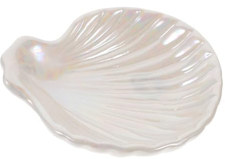 VOSAREA Piattino Portagioielli in Ceramica Vassoio Porta Anelli Forma Di Conchiglia Portaoggetti Per Gioielli e Accessori Elegante e Pratico Per Tavolo e Bagno
