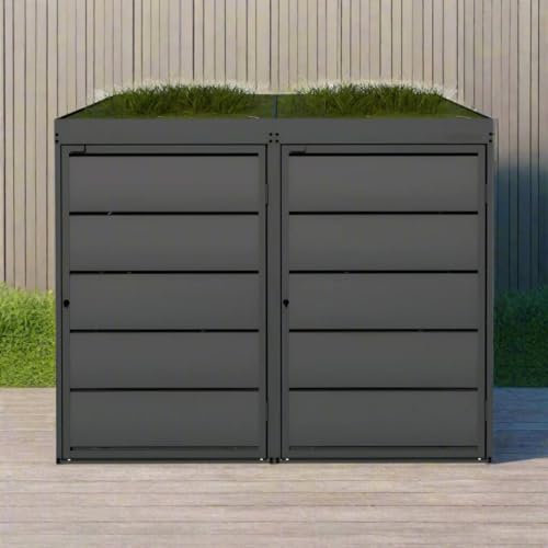 MY MÜLLTONNE OBOX Bloom 2er Mülltonnenbox mit Pflanzdach 240L