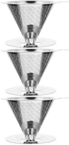 jojofuny 3 Pz filtro del caffè filtri caffe caffettiera a filtro elettrico coni gocciolatore di caffè senza carta filtro per caffè a doppio acciaio inossidabile 304 Silver
