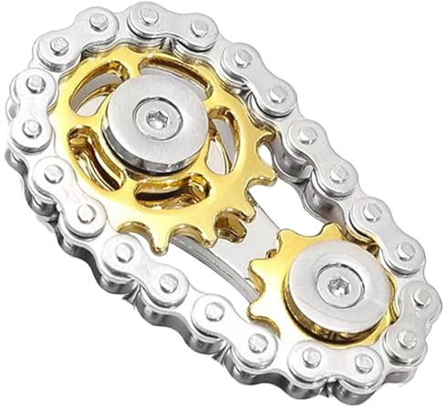 Yilceemy Metall Kettenrad Kette Fidget, Coole Montage Fidget Spinner Ring, Neuheit Hand Finger Spinner, für Anti-Angst Gold (6×3.5cm)