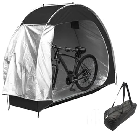 KDAMGOQE Bike Cover, Bike Shed 76.8x64.2x31.5in Tent Rain & UV Protection Cover with Window & Inner Pocket Easy Assembly Outdoor Storage Bicycle Tent 210D Storage Room Mountain Convenient Car