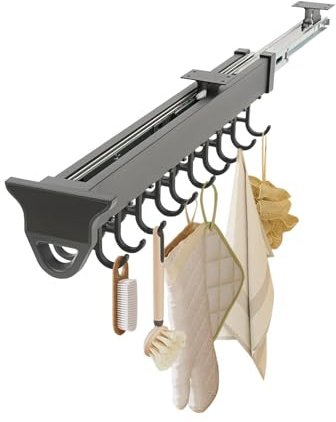 Soporte Extraíble Para Escobas Y Trapeadores, Organización Y Almacenamiento De Lavandería, Organizador De Almacenamiento Extraíble Para Armario, Ganchos Para Organizar El Garaje(18.11in-16 hook)