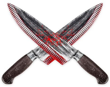 Leikedun Paquete de 2 cuchillos falsos de Halloween de 31 cm de largo, cuchillo de plástico para Halloween, accesorio de disfraz de fiesta de Halloween