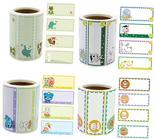 DOITOOL 4rollos Etiquetas De Nombre Escuela Oficina y Personalizadas Organizadoras Unidades Diseño Divertido y Útil