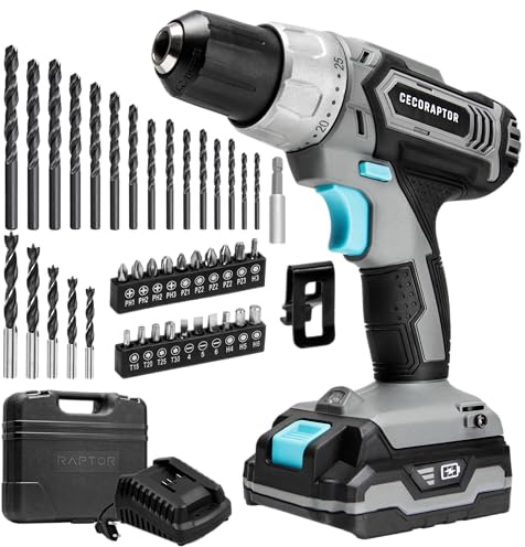 Cecotec Taladro de Batería CecoRaptor Perfect Drill, 20V y 2000 mAh, Velocidad de 1550 rpm, Torque Máximo 46 Nm, 25+1 Posiciones de Torque y 2 Velocidades de Trabajo, Autonomía de 60 min.