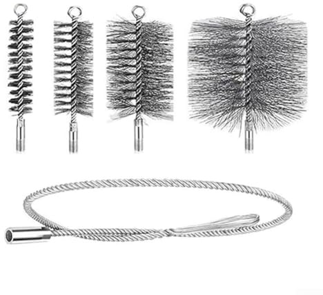 Schornstein-Reinigungsbürsten-Set, Edelstahl, drehbarer K, Reinigungs-Set, Bürstenkopf 30 mm - 150 mm Durchmesser