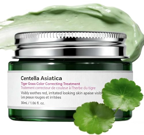 Tiger Grass Colour Correcting Cream - Green Cream for Face Primer with Hydrating Moisturiser to Balance Skin Tone, Minimize Pores, Soothing Daily Care