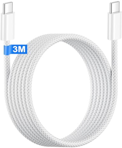 iPhone 15 16 17 Cable USB C a USB C 3M, 60W PD Cable USB C Carga Rapida Cable USB Tipo C Cable Cargador Largo para Apple iPhone Air/17/17 Pro Max/16/16e/15 Plus/15, iPad Pro/Air/Mini 6 7/10 11 Gen