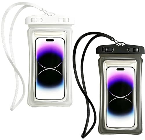 2Pcs Waterproof Phone Pouch, IPX8 Water Proof Clear Phone Case Bag for Swimming, Lanyard Underwater Dry Bag Compatiable for iPhone 17 16 15 14 13 12,Galaxy S24 S23 S22 and Other Smartphones up to 7