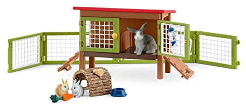 SCHLEICH 42420 Kaninchenstall, für Kinder ab 3+ Jahren, Farm World - Spielset
