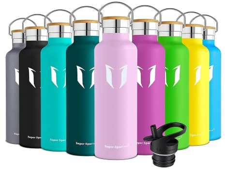 Super Sparrow Stainless Steel Water Bottle Kids - 500ml - Insulated Metal Water Bottles - Standard Mouth Flask - BPA Free - Straw Bottle for Work, Gym, Sports - 2 Lids