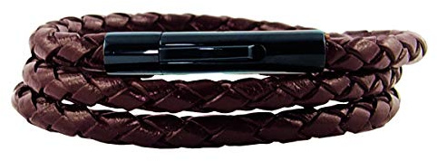 König Design Lederkette Lederband Leder-Armband 6 mm Herren Halskette Braun 40 cm lang mit Hebeldruck Verschluss Schwarz geflochten