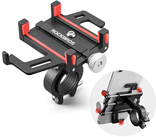 ROCKBROS Soporte Móvil Rotación 360° para Bicicleta Moto Universal | Soporte de Aleación de Aluminio para Teléfonos Estable y Seguro, Colocación y Extracción Rápida, Impermeable para Manillar