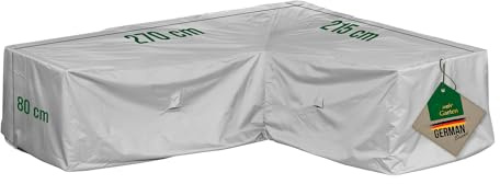 Mehr Garten Housse salon de jardin en L droite 270x215x80 cm | Oxford 600D, imperméable, anti-UV, avec cordon de serrage