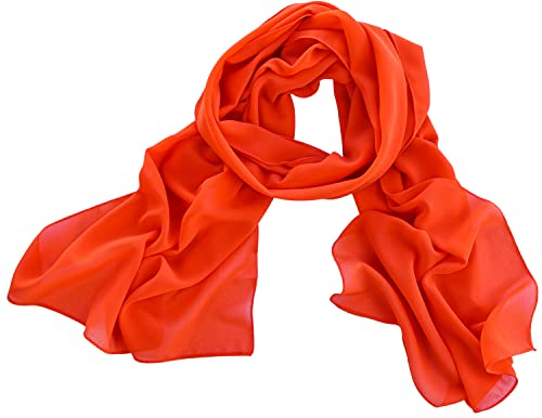 Dolce Abbraccio Damen Schal Stola Halstuch Tuch aus Chiffon für Frühling Sommer Ganzjährig (Orange)