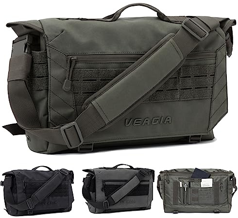 VEAGIA Umhängetasche Laptoptasche Aktentasche Tactical Style mit abnehmbarem Schultergurt Laptop-Schultertaschen(43x30x13cm,Armeegrün)
