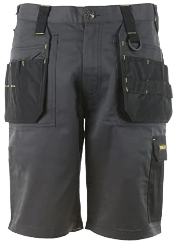 STANLEY Lincoln Men's Holster Pocket, Poly Cotton, Regular Fit Work Shorts, Grey, W36