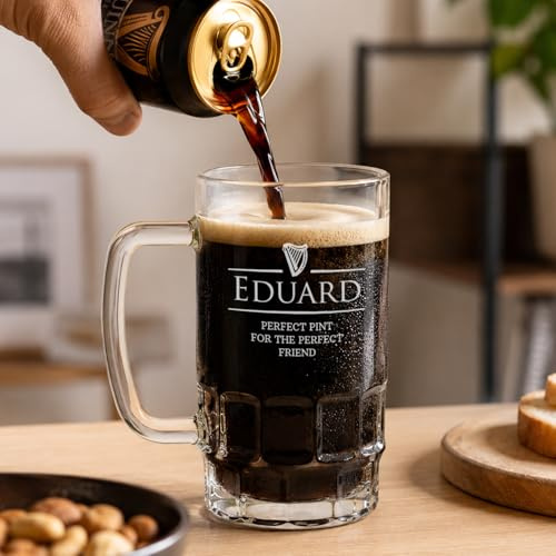 Wanapix | Bierglas Personalisiert mit Foto und Text | Bierkrüge | Bierglas mit Gravur | 500 ml | Bierkrüge zum Verschenken | Schwarzes Bier