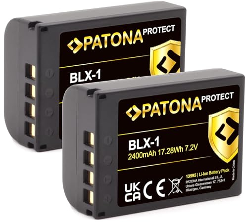 PATONA 2X Protect BLX-1 Akku 2400mAh kompatibel mit Olympus OM-1 OM1 OM 1 BLX1 BL-X1 BL X1 BLX 1 Ersatzakku mit NTC-Sensor und hitzeresistentes V1 Gehäuse, feuerhemmend