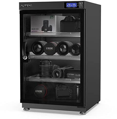 AUTENS 80L Dehumidifying Dry Cabinet Box, Digital Control Noiseless and Energy Saving, 4 Layers for DSLR SLR Camera Lens and Electronic Equipment Storage,Temperature Humidity LED Dual Screen