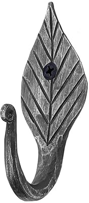 Hand Forged Metal Leaf Hook Wrought Iron Wall Coat Hook Blacksmith Metal Wall Hooks Rack Handmade Rustic Wall Hook Home Classic Look Black Antique Finish Wall Hooks by Living Ideas