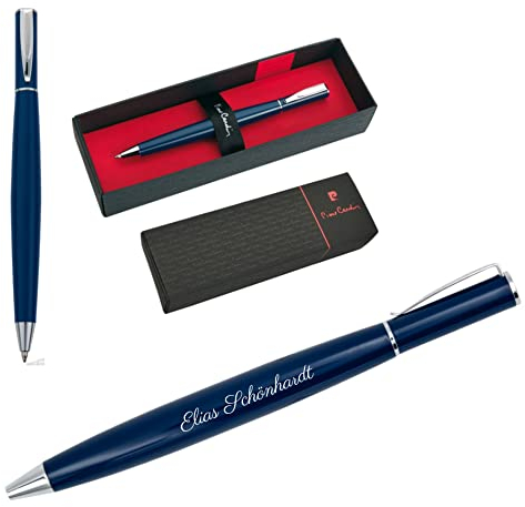 Pierre Cardin® MATIGNON Kugelschreiber mit Gravur | Premium Stift Etui | blaue Mine | edel | personalisiertes Geschenk | Namen | graviert | Jahrestag | Geburtstag (Blau)
