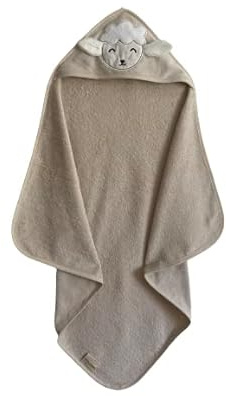 TANEM HOME Baby Badetuch Kapuzenbadetuch Handtuch Baumwolle Frottee Schaf 75x75 cm Geschenk (Beige)