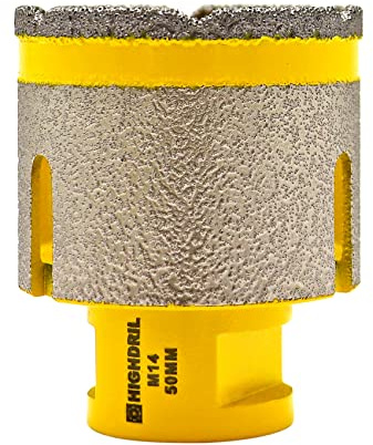 HIGHDRIL Diamant Fingerfräser - 50MM Trockenbohrer zum Bohren, Fräsen und Vergrößern von Löchern in Keramik, Porzellan, Fliesen, Marmor, Granit und Kunststein