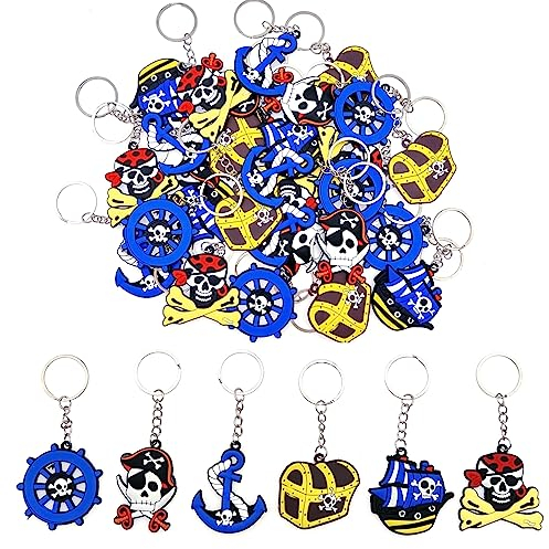 JZK Set di 30 Portachiavi Pirata per Bambini, in Silicone, per Feste a Tema, Bomboniere, Riempitivi per Sacchetti, Regali di Compleanno