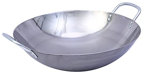 OQHAIR Simplicidad Moderna Espesar Wok de Acero Inoxidable de Doble Oreja Múltiples especificaciones 36 cm 70 cm Wok sin Recubrimiento Sartén Antiadherente Calentar uniformemente No se ox