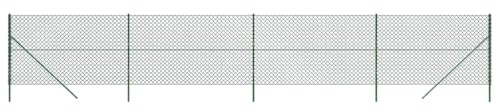 vidaXL Chain Link Fence, Garden Fence with Binding Wire and Strut Post, Wire Mesh Fencing for Patio Yard, Fence Panel, Green 1.6x10 m