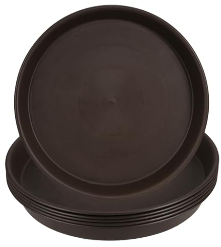 HAKZEON 10 Pack 30cm Plastic Plant Saucer,12 Inch Flower Plant Pot Drip Tray, Round Planter Saucer for Indoor and Outdoor, Brown Colour
